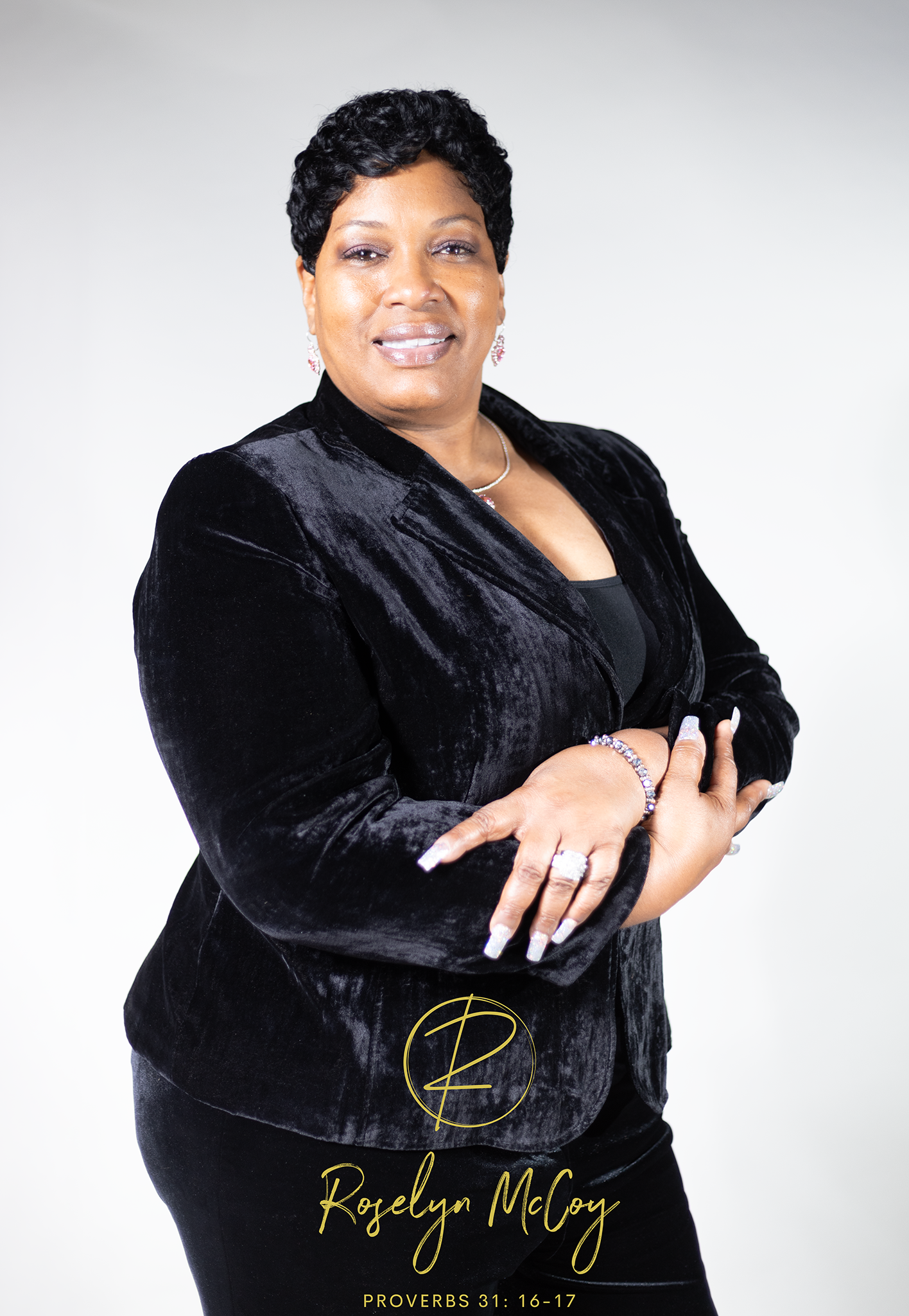 Professional photoshoot of Roselyn McCoy representing Clarity Holistic Therapy, showcasing her commitment to holistic health and spiritual well-being in a serene and professional setting.